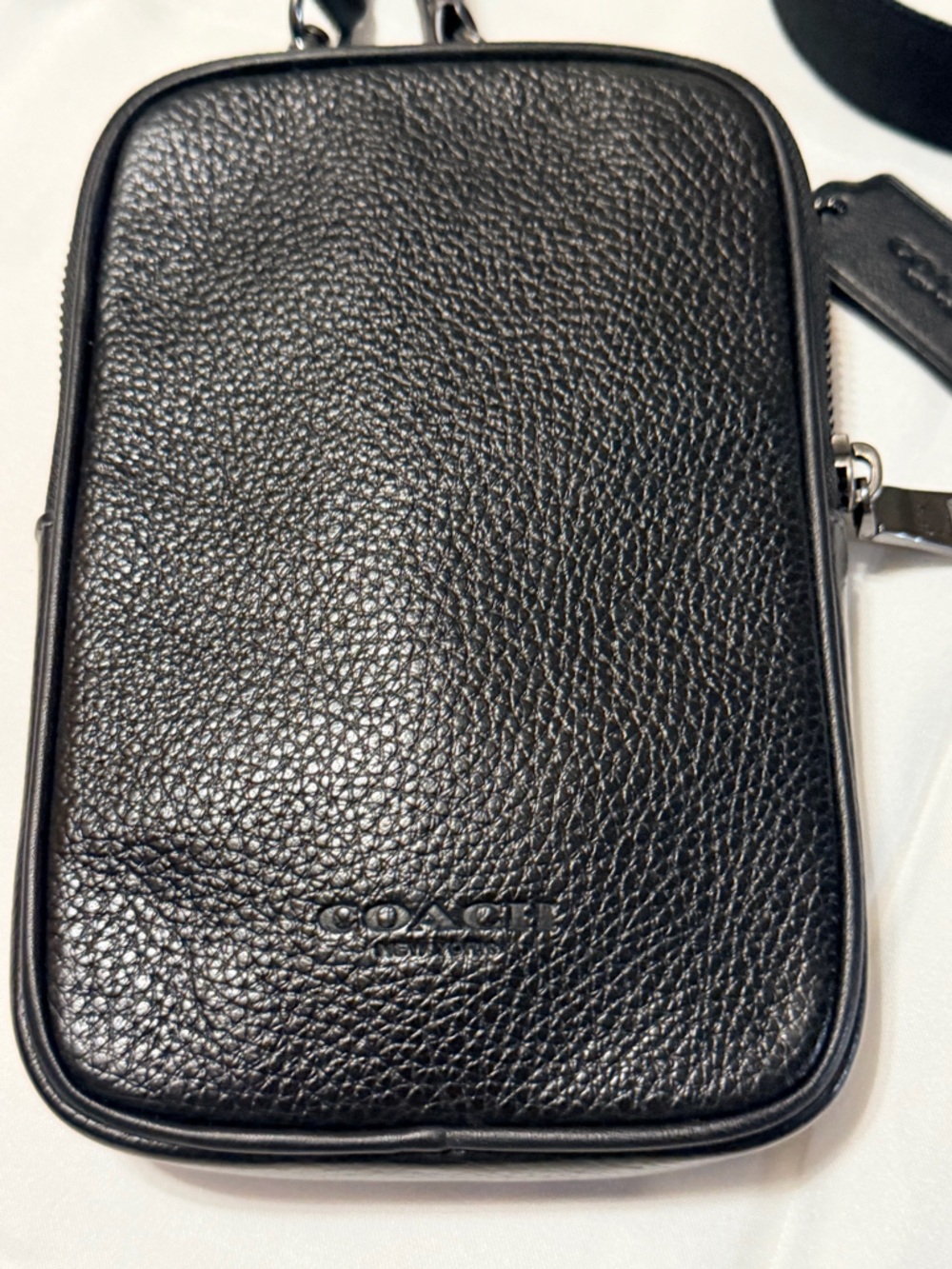 Coach Black Pebbled Leather Mini Messenger Crossbody Bag - Picture 2 of 12